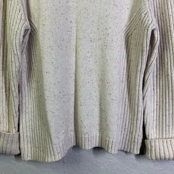 LIZ CLAIBORNE LIZWEAR JEANS Large Cream Moral Ribbed‎ Knit Crew Neck Cotton Wool - Picture 5 of 11
